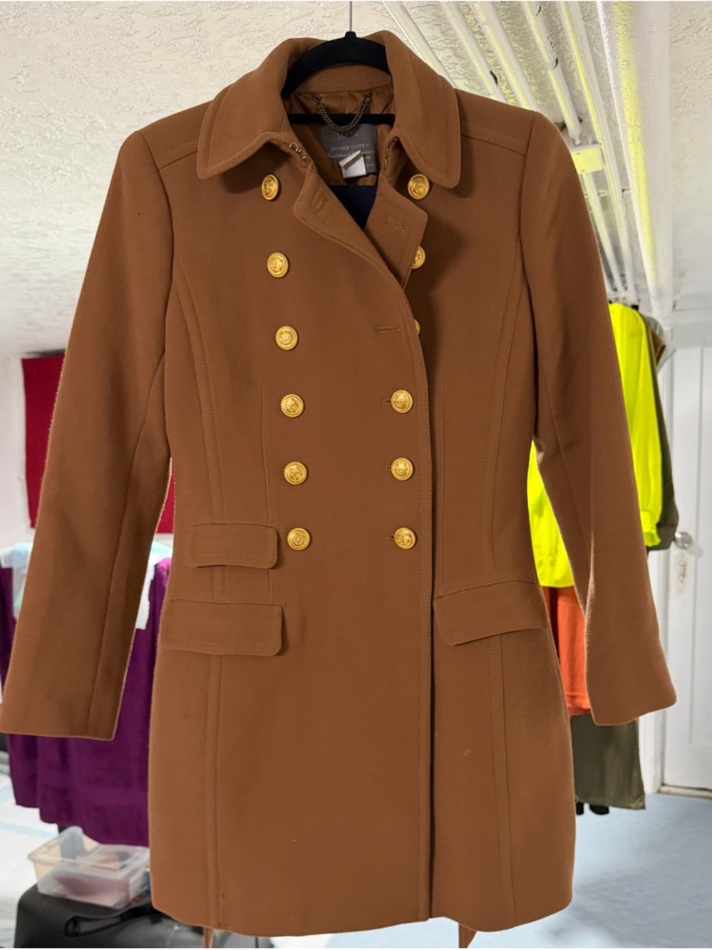 J. Crew townhouse Double-Breasted Wool Pea Coat in Camel Brown